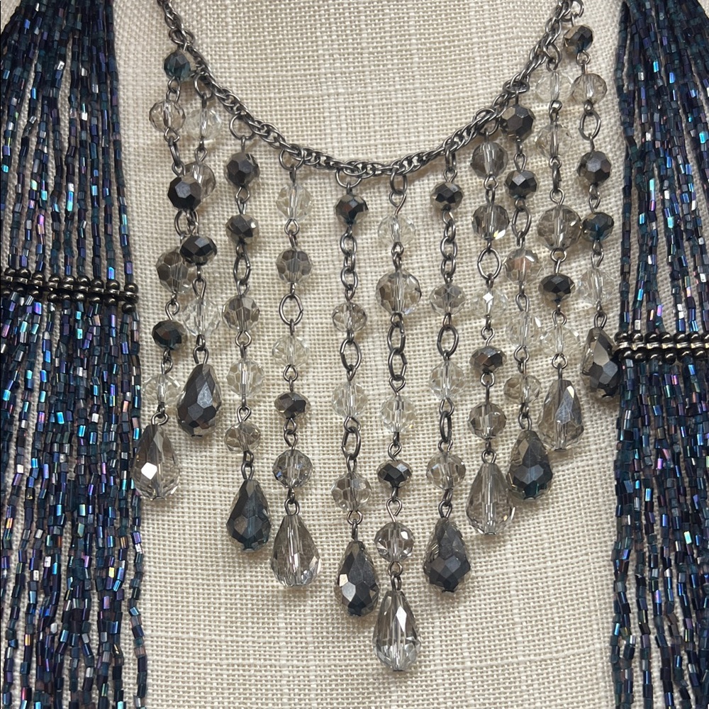 Silver, Blue, Grey Iridescent Statement Necklaces - Picture 3 of 8